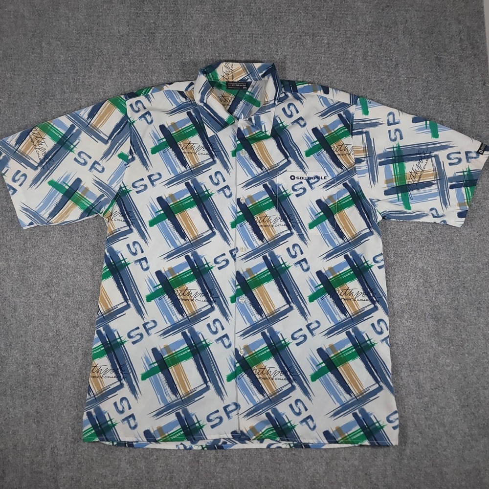 VTG Southpole Shirt Mens XL Abstract Streetwear Pocket Button Up All Over Y2K